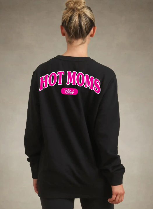 HOT MOMS CLUB - BLACK / PINK  UNISEX CREWNECK