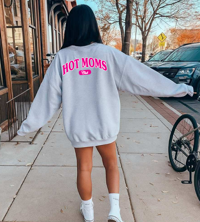 HOT MOM'S ASH GREY CREWNECK SWEATSHIRT - UNISEX